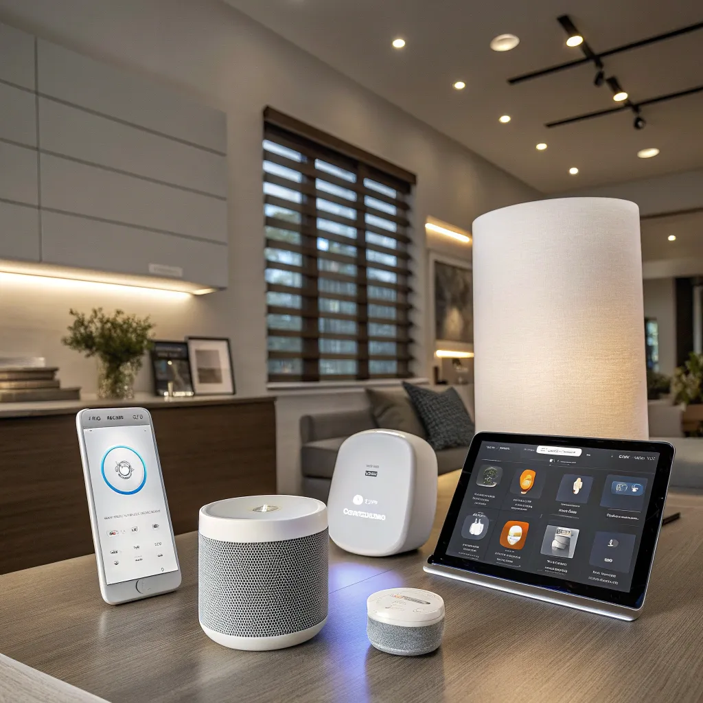 A modern smart home setup with various devices connected seamlessly